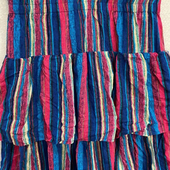 J. Brooks Boutique Woman's XXL Maxi Halter Dress Stripe Ruffles Tie Back New - Picture 6 of 11